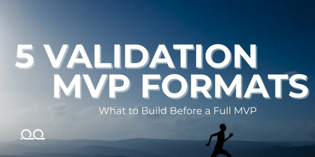Runner crossing a dark landscape beneath clouds with the title 5 Validation MVP Formats.